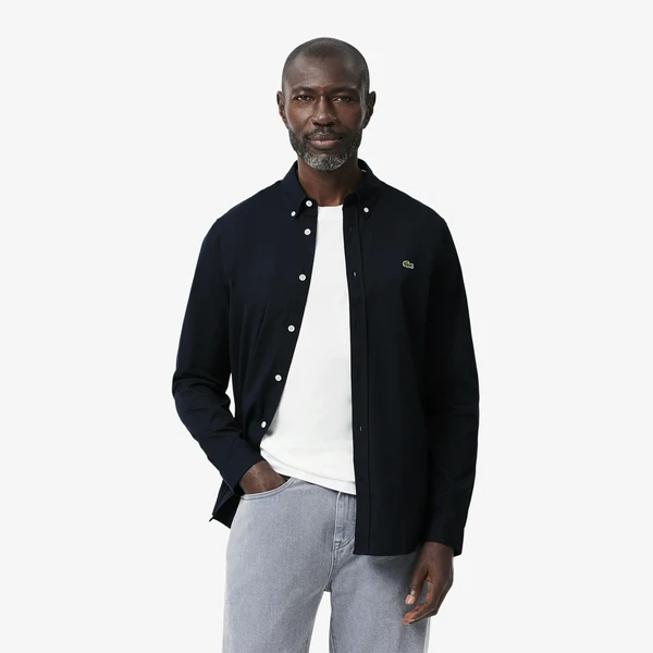 Мужская хлопковая рубашка Lacoste, черный, арт. CH2933