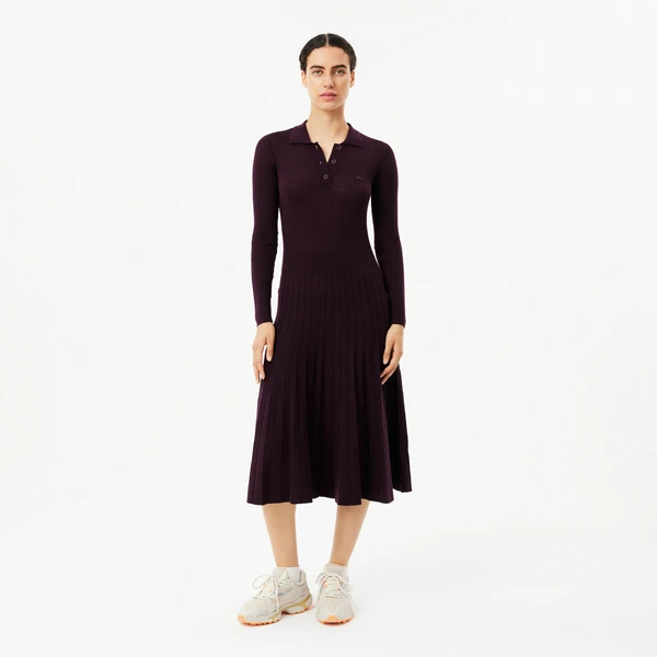Женское шерстяное платье Lacoste с длинными рукавами, красный, арт. EF2612