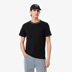 Мужская футболка Lacoste с воротником в полоску, черный, арт. TH8174