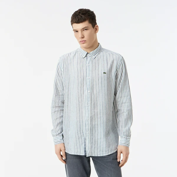 Мужская льняная рубашка Lacoste, синий, арт. CH0521