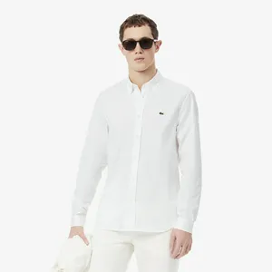 Мужская хлопковая рубашка Lacoste приталенного кроя, белый, арт. CH1843
