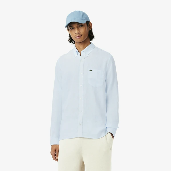 Мужская льняная рубашка Lacoste, голубой, арт. CH5692