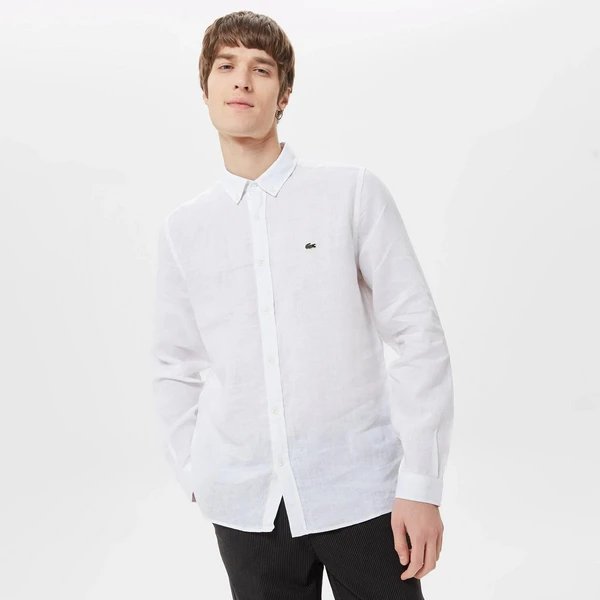 Мужская льняная рубашка Lacoste, белый, арт. CH5692T