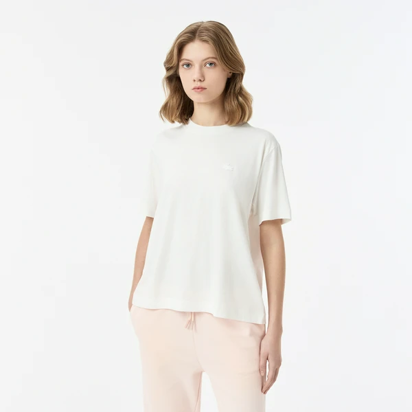 Женская хлопковая футболка Lacoste, белый, арт. TF0503