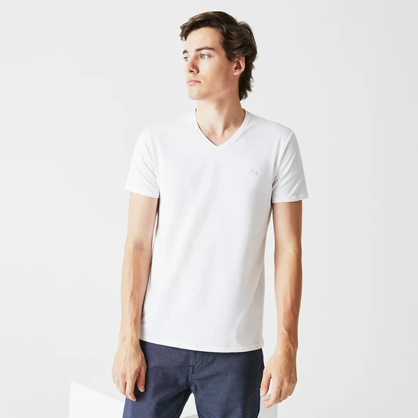 Мужская футболка Lacoste приталенного кроя, белый, арт. TH0999
