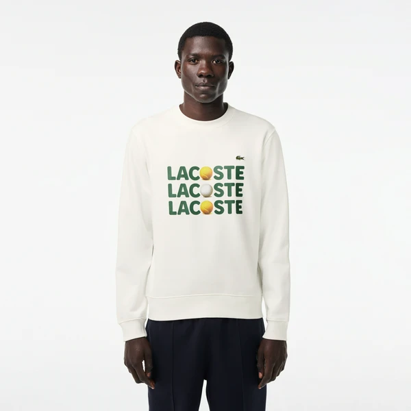 Мужской флисовый свитшот Lacoste, белый, арт. SH7421