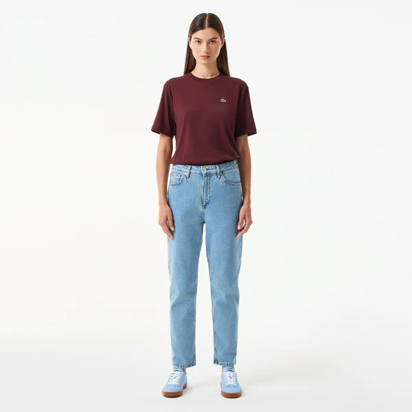 Джинсы Lacoste прямые с высокой талией, голубой, арт. HF2569