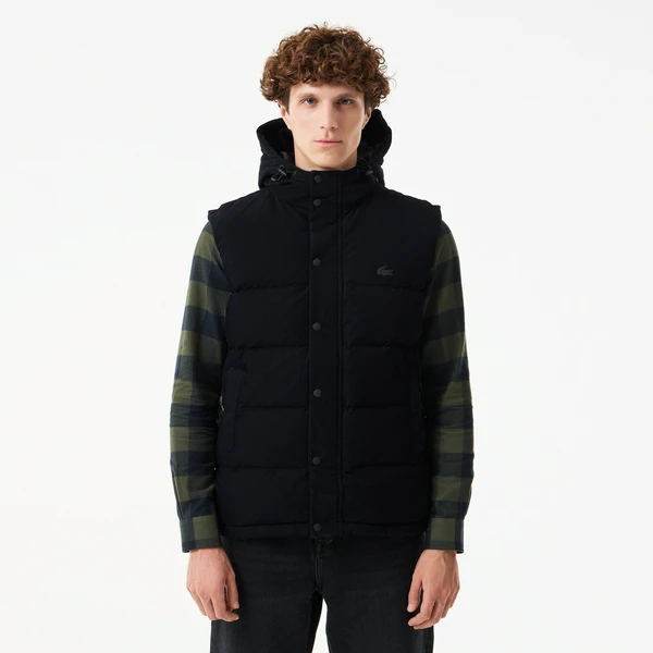 Мужской утеплённый жилет Lacoste с капюшоном, черный, арт. BH2531