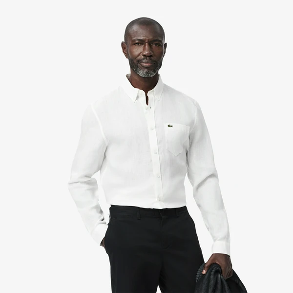 Мужская льняная рубашка Lacoste, белый, арт. CH5692