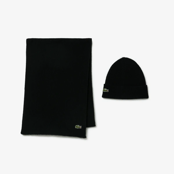 Вязаная шерстяная шапка Lacoste, черный, арт. RB5385