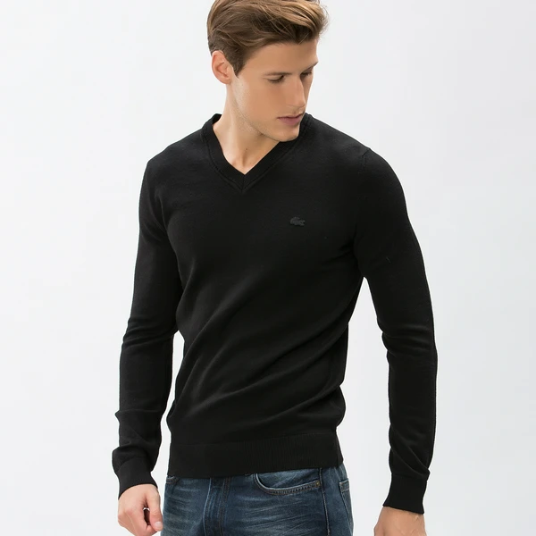 Свитер Lacoste с v-образным вырезом, черный, арт. AH2987