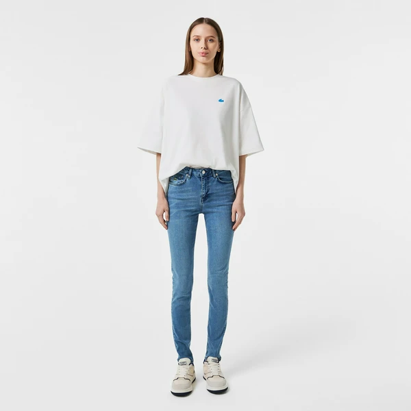 Джинсы с высокой талией Lacoste, голубой, арт. HF0250