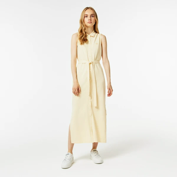 Платье-поло Lacoste с поясом, желтый, арт. EF1107