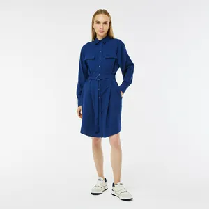 Платье Lacoste с длинными рукавами и поясом, синий, арт. EF2432