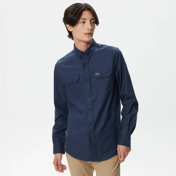 Мужская рубашка Lacoste Button Collar, синий, арт. CH2408