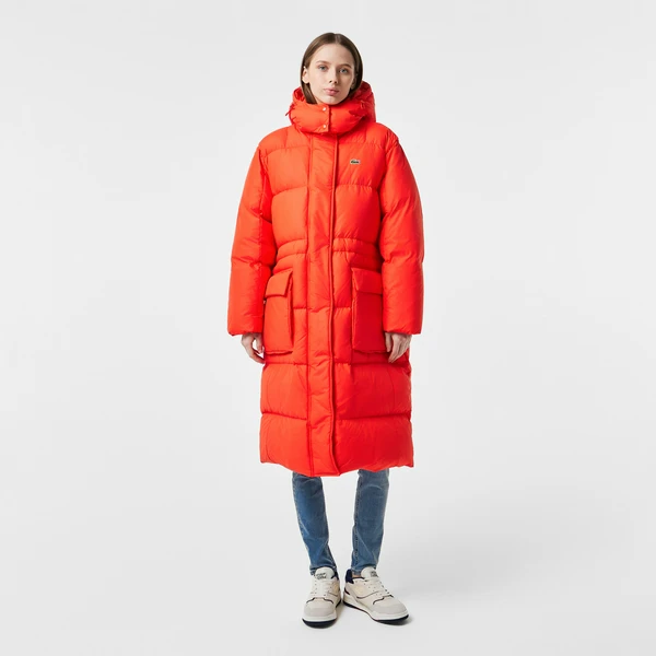 Пуховик женский Lacoste оверсайз, оранжевый, арт. BF0741