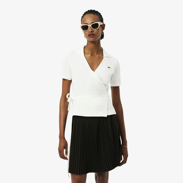 Поло Lacoste с запахом, белый, арт. PF9906
