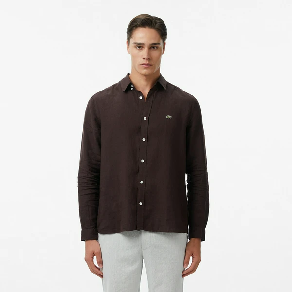 Рубашка мужская льняная Lacoste, коричневый, арт. CH5692T