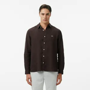Рубашка мужская льняная Lacoste, коричневый, арт. CH5692T