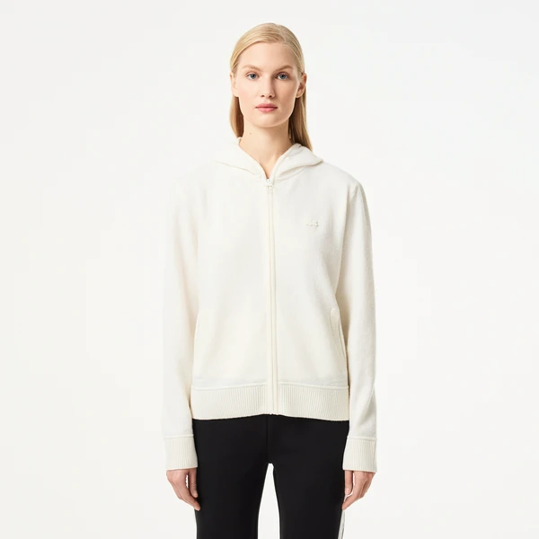 Свитер-толстовка Lacoste на молнии, белый, арт. AF2508R