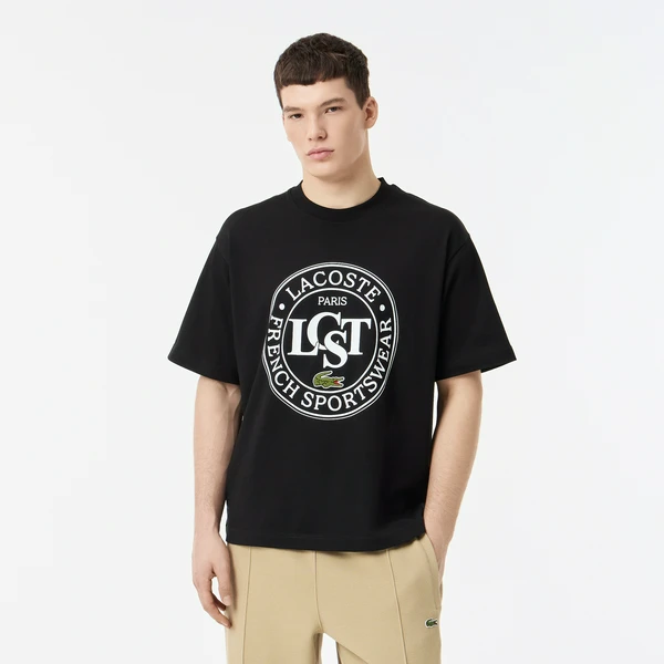 Футболка Lacoste с принтом, черный, арт. TH2753