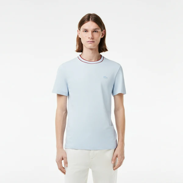Футболка Lacoste с воротником в полоску, голубой, арт. TH8174