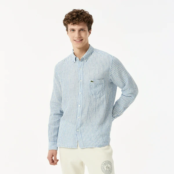 Рубашка Lacoste в полоску, синий, арт. CH6985