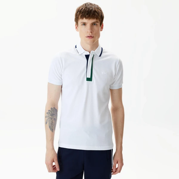 Поло Lacoste с контрастным воротом, белый, арт. PH0405