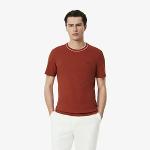 Футболка Lacoste с воротником в полоску, коричневый, арт. TH8174