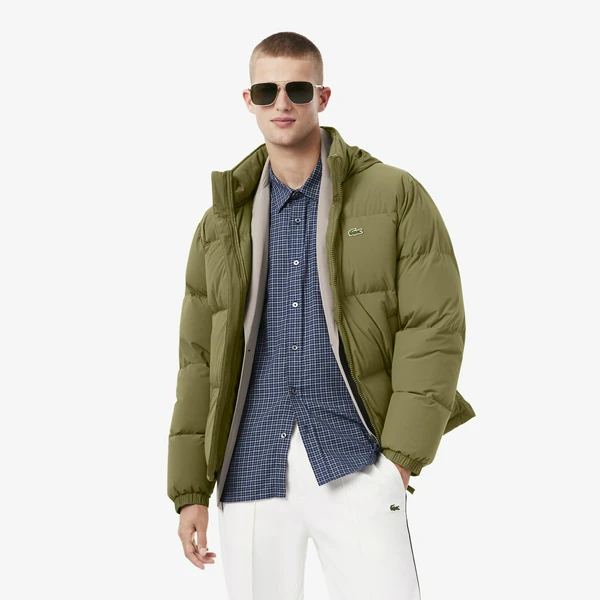 Пуховик Lacoste с капюшоном, хаки, арт. BH5154