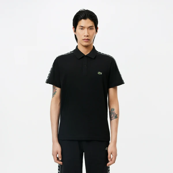 Поло Lacoste с контрастной полосой, черный, арт. PH7398