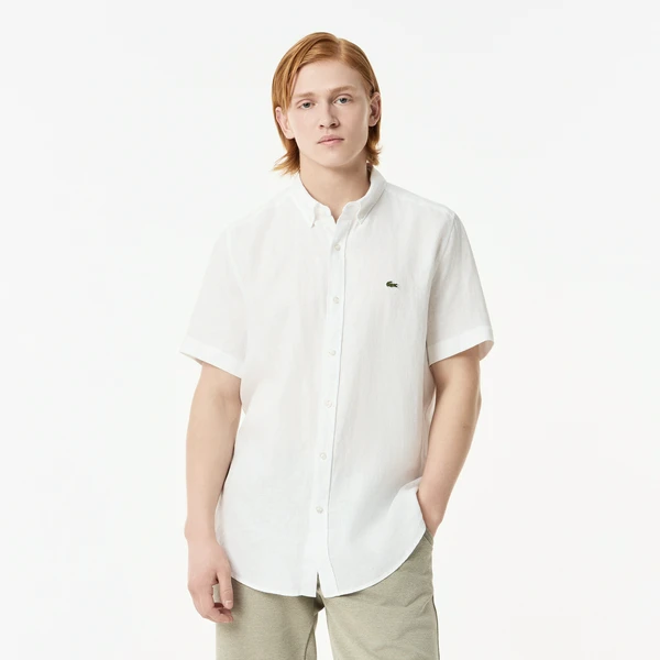 Мужская льняная рубашка Lacoste, белый, арт. CH0426