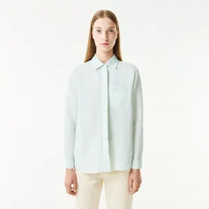 Женская рубашка Lacoste легкая из льна, зеленый, арт. CF0412