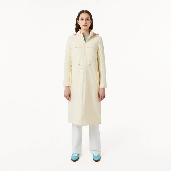 Женская утепленная куртка-парка Lacoste с эластичным поясом, белый, арт. BF0406R