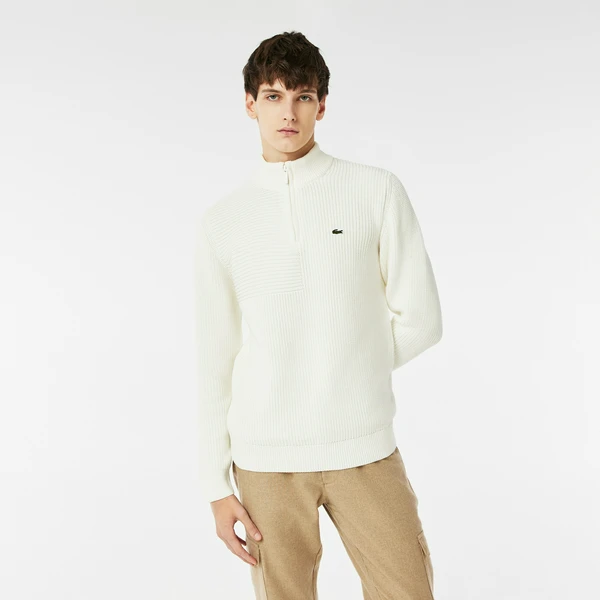 Свитер Lacoste на молнии, белый, арт. AH2419