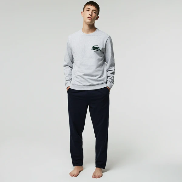 Домашняя толстовка Lacoste из хлопкового флиса, серый, арт. SH7477