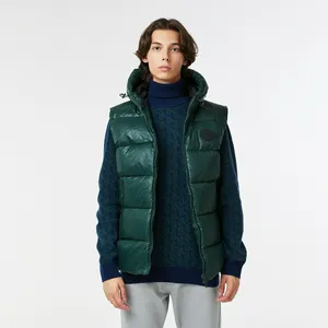 Мужской стеганый жилет Lacoste с капюшоном, зеленый, арт. BH2406R