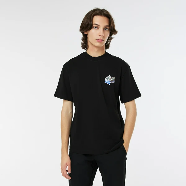Мужская футболка Lacoste из плотного хлопка, черный, арт. TH2059