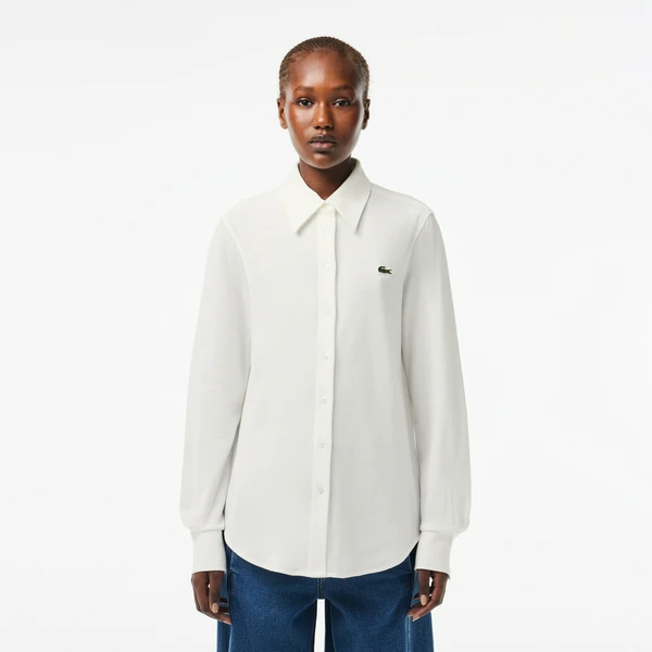 Женская рубашка Lacoste с нашивкой-логотипом, белый, арт. CF9459