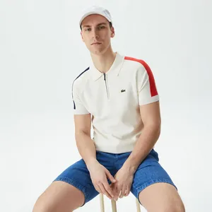 Трикотажное поло Lacoste на молнии, белый, арт. AH0403
