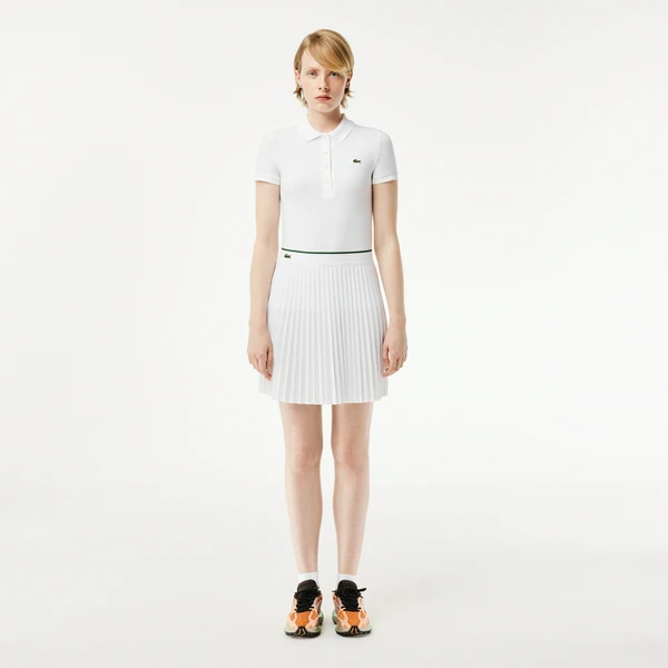 Юбка плиссированная Lacoste с эластичным поясом, белый, арт. JF2701