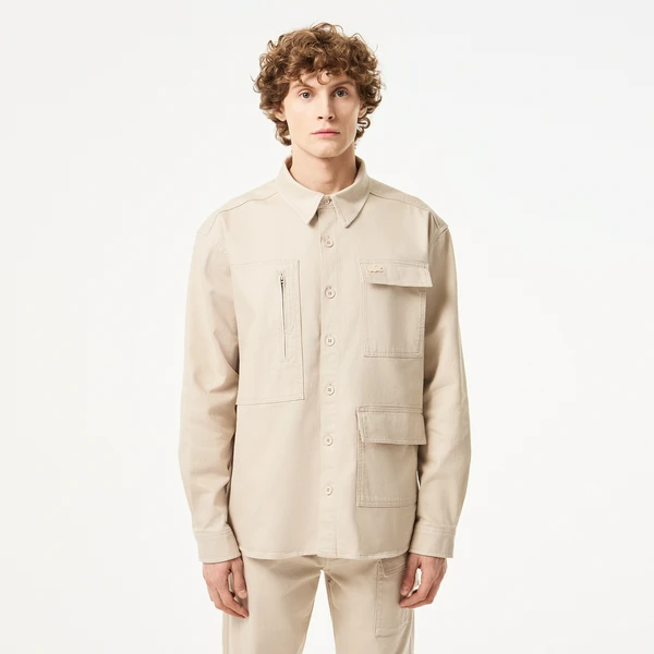 Мужская рубашка Lacoste с карманами, бежевый, арт. CH2501