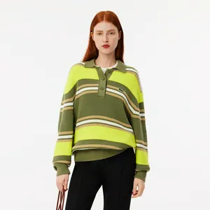 Женский вязаный свитер-поло Lacoste, зеленый, арт. AF3442