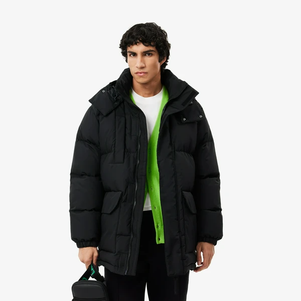 Пуховик Lacoste с капюшоном, черный, арт. BH1583