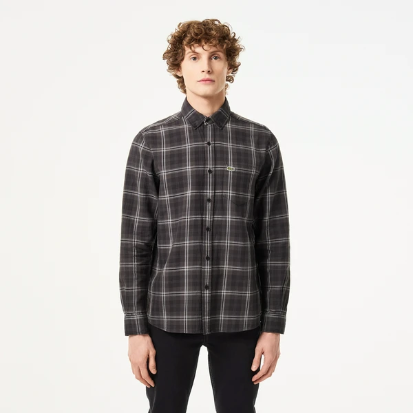 Рубашка Lacoste в клетку, черный, арт. CH2543