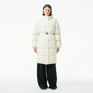 Пуховик Lacoste длинный с поясом, белый, арт. BF2520