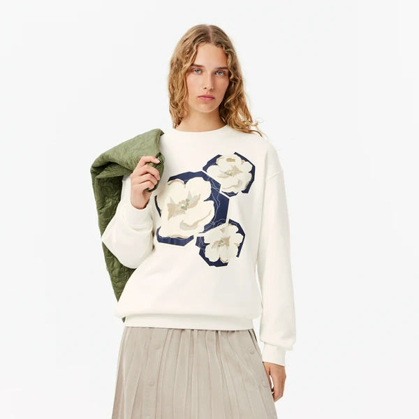 Женская флисовая толстовка Lacoste FLORAL2, белый, арт. SF4125