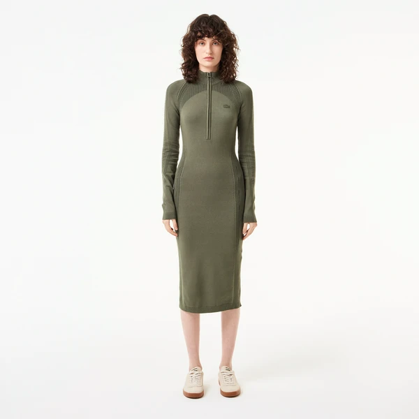 Женское облегающее платье Lacoste на молнии, хаки, арт. EF2502