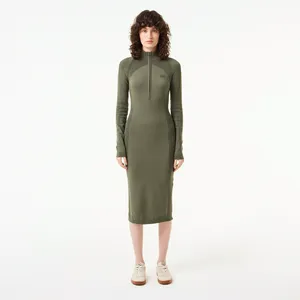 Женское облегающее платье Lacoste на молнии, хаки, арт. EF2502