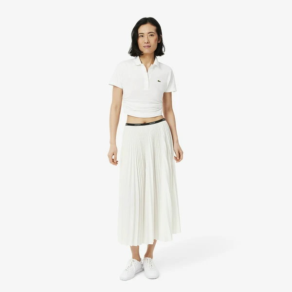 Длинная плиссированная юбка Lacoste с эластичной талией, белый, арт. JF1402